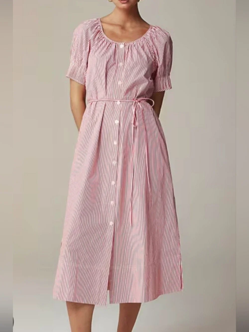 J. Crew Pink and White Striped Maxi Dress - Picture 2 of 14